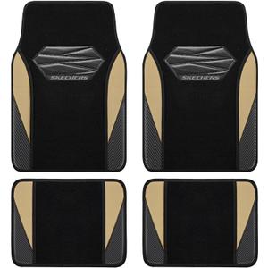 Skechers Car Floor Mats,Waterproof Universal Fit Car Mats,Faux Leather Car Floor Mats,Carbon Floor Mats for Cars with Anti-Slip Skechers Heel Pad Fit for SUV,Vans,Sedans,Trucks,Beige