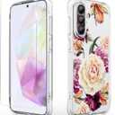 Osophter for Samsung Galaxy A36 5G Case: Women Girls Flower Floral with Screen Protector Flexible TPU Rubber Phone Cover Case for Samsung Galaxy A36 5G(Purple Flower)