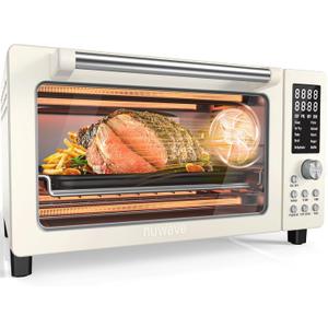 Nuwave Bravo Pro Smart Air Fryer Toaster Oven Combo, Airfryer Convection Oven Countertop, 10-in-1 Functions with Quicker & Even Crisp Technology, 1800W, 50-450F, PFAS-Free, 21QT, Vanilla Cream, 21qt Capacity