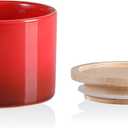 Sweejar Kitchen Canisters Ceramic Food Storage Jar, Stackable Containers with Airtight Seal Wooden Lid for Serving Ground Coffee, Tea, Sugar, Spice and More - 5 Fl Oz (Gradient Red)