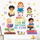 Kids Equality Classroom Wall Stickers - Inspirational Positive Quotes Book Wall Decals - Baby Kids Room Daycare Playroom School Library Reading Wall Decor