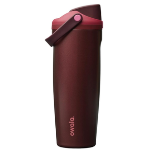 Owala FreeSip Sway Insulated Stainless Steel Water Bottle with TwoWay Spout, BuiltIn Straw and Bucket Handle, Made for Travel, School, and Sports, 30oz, BPA Free, Leak Proof, Black Cherry