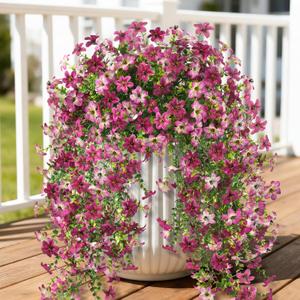 Artificial Fake Hanging Flowers Plants for Outdoor Spring Summer Decoration,2 PCS Faux Silk Daisy with Eucalyptus Leaves,UV Resistant Look Real for Outside Home Planter Porch Patio Balcony Yard Decor