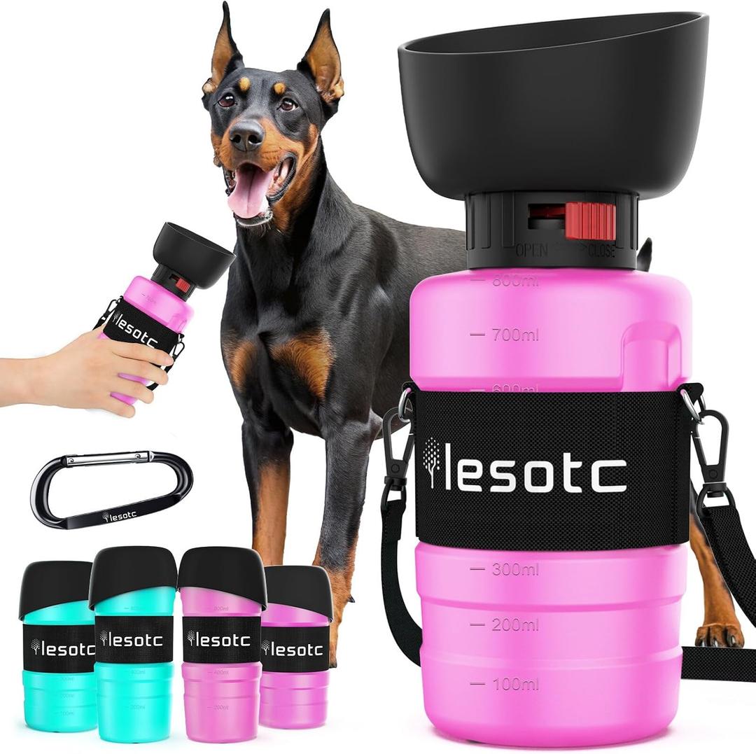 Lesotc Dog Water Bottle, Portable Water Dispenser with Bowl, Leak Proof Pet Travel Water Bottle Puppy Essentials Doggie Stuff Accessories for Outdoor Walking, Hiking, Camping, Size: 28 Ounces