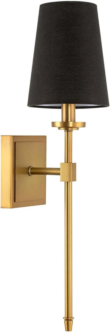 Kira Home Torche 20" Modern Wall Sconce/Wall Light + Black Linen Shade, Warm Brass Finish