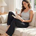 ZOOSIXX Capri Pants for Women - Wide Leg Loose Casual Trousers with Pockets Summer High Waisted Drawstring Pants (Black, M)