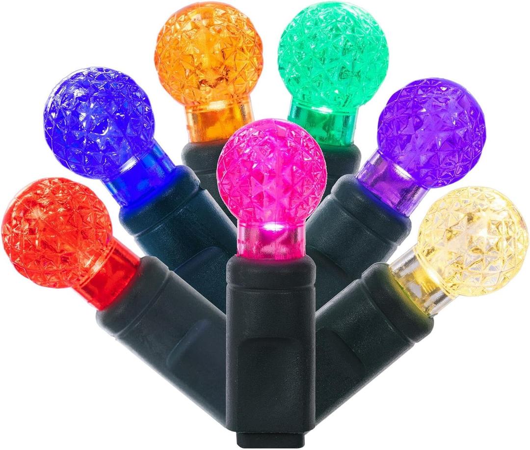 Vickerman 100 Light G12 LED Light Set Multi-Colored Lights on Green Wire