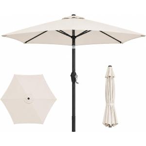 7.5ft Patio Umbrella, Outdoor Table Market Umbrella with Smooth Crank Lift, 6 Windproof Fiberglass Ribs, UPF50+ UV Protection for Deck, Pool, Garden and Backyard