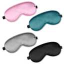 BBTO 4 Pcs Silk Sleep Eye Masks Smooth Soft Satin Eye Covers with Adjustable Strap Blindfold for Sleeping Blocking Out Lights Travel Relaxation (Black, Grey, Dark Green, Pink)