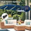 SUPERJARE 13ft Outdoor Patio Umbrella with Solar Lights, Double-sided Deck Pool Umbrella with 1.5 Inch Pole, Fade Resistant Canopy, 12 Sturdy Ribs, for Porch, Market, Backyard, Navy Blue(No Base)