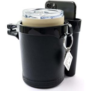 Bike Cup Holder Handlebar Cruiser with Cell Phone Holder Key Holder for Bicycle Motorcycle Scooter Boat Black