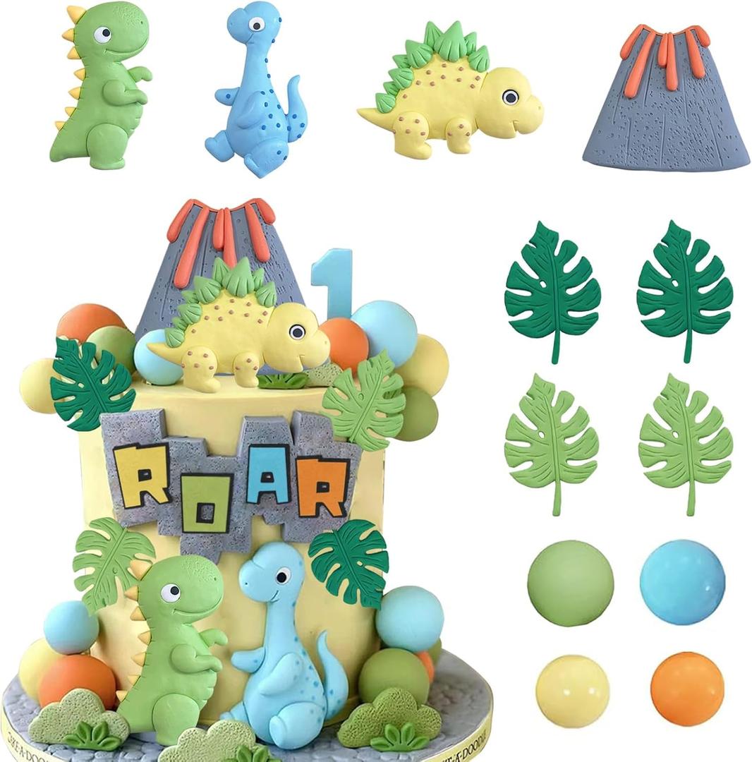 Baby Dinosaur Cake Toppers Dinosaur Cake Decorations Dinosaur Birthday Cake Toppers for Baby Shower Dinosaur Themed Birthday Party Supplies (Style 2)