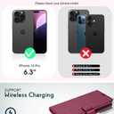 OCASE for iPhone 16 Pro Wallet Case, PU Leather Crossbody Phone Case with Removable Shoulder Strap, Kickstand, RFID Blocking Card Slots, Flip Folio Phone Cover 6.3 Inch 2024, Burgundy