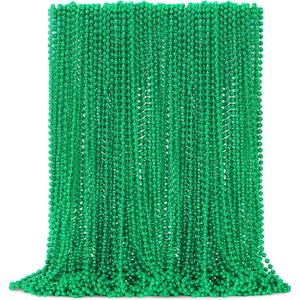 4E's Novelty 72 Pack St Patricks Day Beads Necklace Bulk Green Beads - Saint Pattys Gifts, 33 Inch 7mm Party Favor Supply, St Patricks Day Outfit Costume Dress UP Accessories Bulk Parade Throws