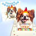 3D Pop-Up Papillon Dog Birthday Card - Papillon Dog with Cake Celebration, Whimsical Happy Birthday Greeting for Dog Lovers - Papillon Dog 3D Birthday Pop Up Card