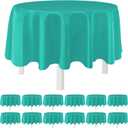 Teal 12 Pack Plastic Tablecloths 84" Disposable Round Table Cloth Plastic Table Cover for Party Disposable Tablecloths
