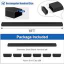 BLIKA 4Pack 8FT Stainless Steel Cable Railing Handrail, Black Rectangular Handrail Flat Top Rail with End Caps for Deck Stair Cable Railing System, Deck Hand Rails for Indoor/Outdoor, BL01-T