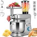 VIVOHOME 6-in-1 Stand Mixer, 8.5 Quart Electric Tilt-Head Kitchen Mixer with Bowl, Multifunctional Food Mixer for Cake, Bread, and Dough, with Meat Grinder, Blender, Pasta Maker Attachments, Silver