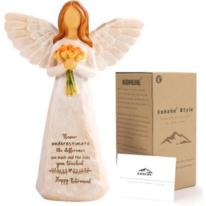 Kohehe Retirement Gift for Woman, Happy Retirement Gift for Woman, 5.5 Angel Figurine for Retirement Party Decorations, Retired Gifts for Coworkers Friends