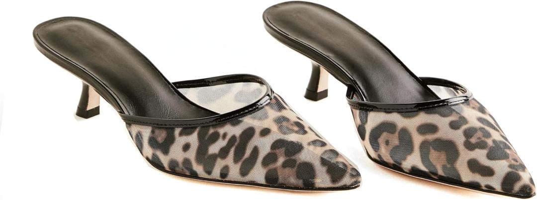 Women's Pointed Toe Heeled Mules Backless Kitten Heels Sandals Slip On Fashion Closed Toe Dress Mule Pumps for Women, 7.5