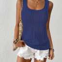 Bsubseach Womens Crochet Sleeveless Top Summer Hollow Out Crochet Sweater Vest Mesh Vacation Beach Cover Ups (Blue, M)