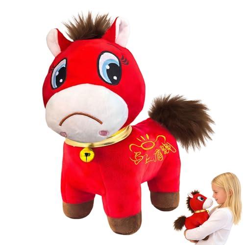 lbyduomai Stuffed Animal Crying Horse Year of The Horse 2026, Red Zodiac Horse Toys Lunar New Year Decorations, 9.84in Cry CryHorse, Blessing Souvenir Mascot Easter Basket Stuffers for Teens Toddler