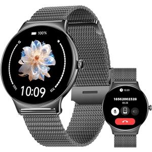 7.9MM Ultra-Thin Smart Watches for Men Women, with Bluetooth Make/Answer Call, 1.43" AMOLED Fitness Tracker, Heart Rate/Blood Pressure/Sleep Monitor, 100+ Sports Modes Smartwatch for Android iPhone (Black)