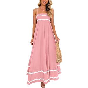 PRETTYGARDEN Women's 2025 Summer Flowy Maxi Dress Casual Sleeveless Spaghetti Strap Ruffle Beach Long Dresses XXL