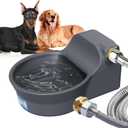 Automatic Water Dispenser for Dogs, Patented 2L Dog Water Bowl Dispenser, Automatic Chicken Waterer Fit 3/4'' GHT Faucet, Water Hose, Copper Connector Outdoor Dog Water Bowl for Livestock Animal (GREY)