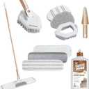 Quick Shine Ultimate Gold Clean + Polish Mop Kit | All-in-One 10 Pc Kit w/Interchangeable Attachments | Floor Polish Included | No Batteries Needed | Pro Cleaning for Hardwood Floors | 2-in-1 Mop