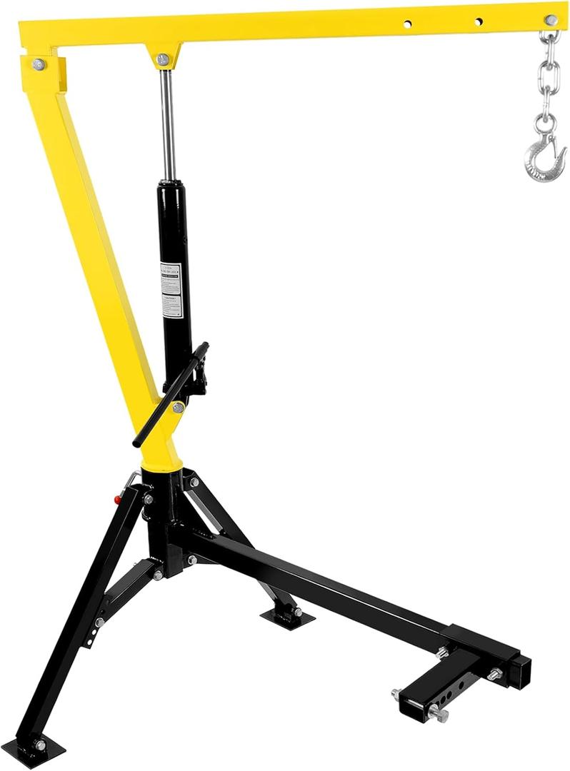 Hydraulic Pickup Truck Crane, 360Swivel, Hitch Mounted Crane with 3 Adjustable Capacities of 300 Lbs, 750 Lbs and 1000 Lbs for Workshops, Construction, Agriculture, and Logging