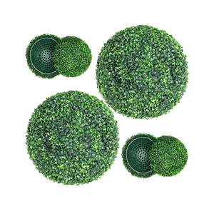 Artificial Plant Boxwood Topiary Balls 2PCS 15.7" UV Protected 4 Layers Faux Plants Decorative Balls for Outdoor Patio Garden Balcony Backyard and Indoor Home Wedding Decoration, Dark Green