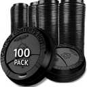 Pack Of 100, Black Disposable Coffee Cup Lids, Coffee Lids 10 oz 12 oz 16 oz 20 oz, Leak-Proof Plastic Coffee Lid, Heat-Resistant & Strong Hot Cup Lids For Everyday Convenience