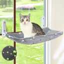 Zoratoo Cat Window Perch, Glow in The Dark Cordless Foldable Pet Hammock Bed for Window with Sturdy Metal Frame, Glowing Stars Pattern Resting Seat for Indoor Cats (Stars - L)