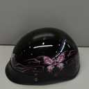 VCAN Cruiser Intricate Butterfly Motorcycle Half Helmet, (Gloss Black, Medium)