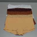 FINETOO Cotton Underwear for Women Boy Shorts Lace Boxer Briefs Soft Full Coverage Women's Panties 5 Pack S-XXL (Medium, Brown)