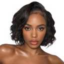 HANNE Short Curly Human Hair Wigs 13x4 HD Lace Curly Bob Wig 180% Density Pre Plucked Pre Cut Glueless Wig 8 Inch Bob Human Hair Wigs for Black Women