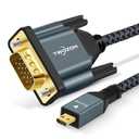 Twozoh Micro HDMI to VGA Cable 10FT, Gold-Plated & Braided Micro HDMI VGA (Male to Male) Support 1080P 720p Compatible with Laptop, Projector, HDTV