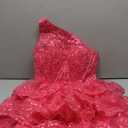 Sparkly Sequin Lace Homecoming Dresses One Shoulder Prom Cocktail Party Dress Short for Teens VT051 (2, Hot Pink)