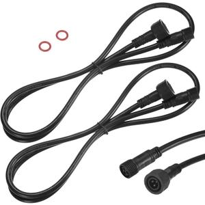 M METERXITY 2-Pack Waterproof Extension Cable, 3 Pin 3.28 Ft/1m Extension Cord Wire with 18AWG IP67 Male and Female Connectors for Outdoor Spotlights/LED Deck Lights [Black]