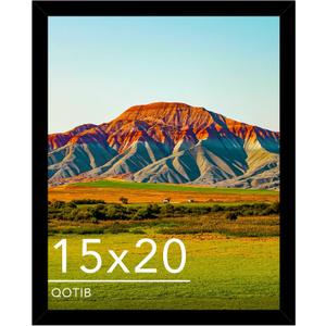 15x20 Picture Frame Black for Wall Mounting, Horizontal and Vertical Formats for Wall Hanging, Wood 15x20 Frame, Black, 1 Pack