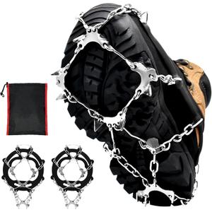 ZeeDix Crampons for Shoes, 10-Spike Stainless Steel Ice Cleats for Shoes and Boots, Slip-Resistant Shoe Spikes Traction Grips for Walking Hiking Jogging Fishing and Daily Outdoor Adventures (Large)