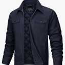 TACVASEN Men's Casual Quilted Cotton Jacket Cargo Corduroy Collar Jacket Work Shacket with 5 Pockets for Fall and Winter