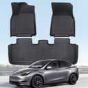 Floor Mats Fits for Tesla Model Y 5-Seat 2024-2020 - Custom Fit All Weather Front & Rear Row TPE Car Mats Floor Liners, 3-Piece (Not Fit 7-Seat)