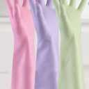JiedHiur 6 Pairs Rubber Cleaning Gloves, Dishwashing Kitchen Gloves for Momen and Men, for Washing Dishes, Bathroom, Sink ( Purple 2, White 2, Pink 2) Size M