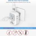 Australia Plug Adapter, TESSAN Australian Power Adaptor with 4 Outlets 3 USB Charging Ports (1 USB C), Type I Travel Plug for US to New Zealand China Argentina Fiji AU, 2 Pack