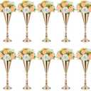 Amylove 10 Pcs Wedding Centerpieces Tall Vases - 21.7 Inch Gold Crystal Geometric Flower Stand, Elegant Table Decor for Wedding Reception, Party, Banquet, Hotel Decorations (16.5 Inch,Classic)