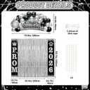 Prom Decorations 2026: Prom 2026 Banners Foil Fringe Backdrop Curtains Black and Silver Prom Send Off Decorations 2026 with Porch Sign for Door Home Photo Props Graduation Party Supplies
