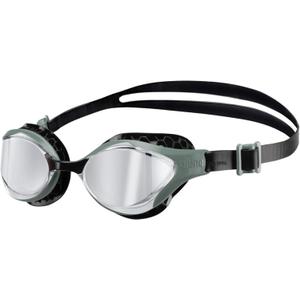 ARENA Unisex Adult Air-Bold Swipe Anti-Fog Training Swim Goggles Men and Women Cushioned Seals Large Fit Wide Lenses (Silver/Dark Olive)