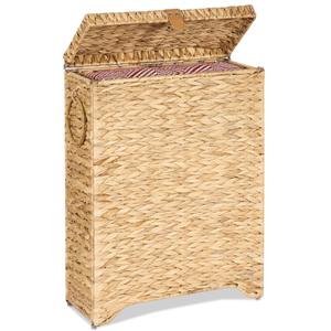 Slim Wicker Laundry Hamper with Lid, 55L Laundry Basket